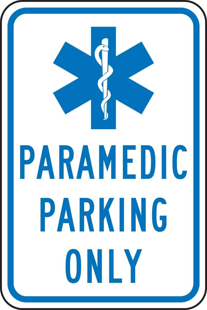 AccuformNMC FRP374RA Parking Sign, Paramedic Parking Only, Engineer-Grade Prismatic, 18" H  x 12" W