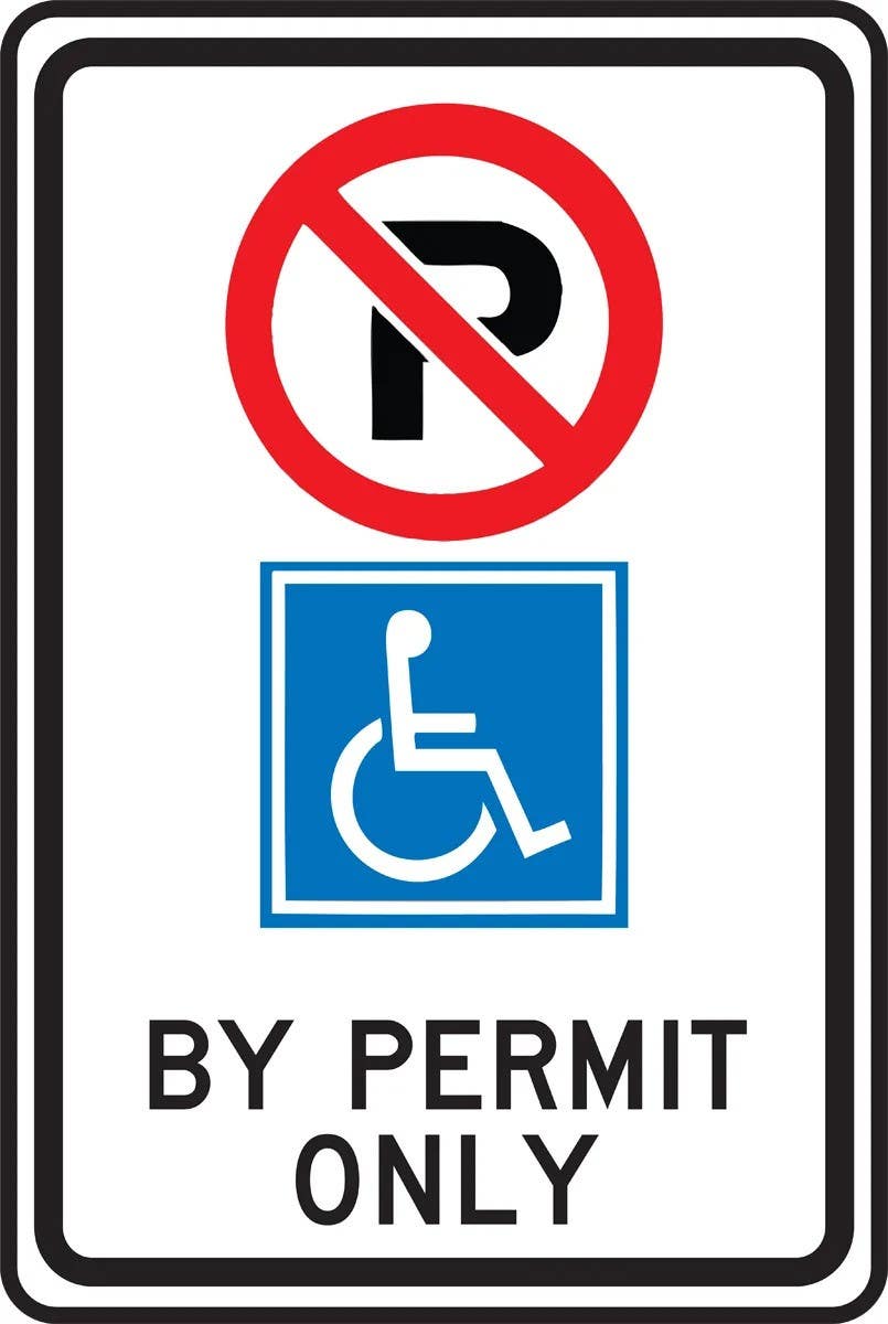 AccuformNMC FRP Parking Sign, Handicapped, By Permit Only