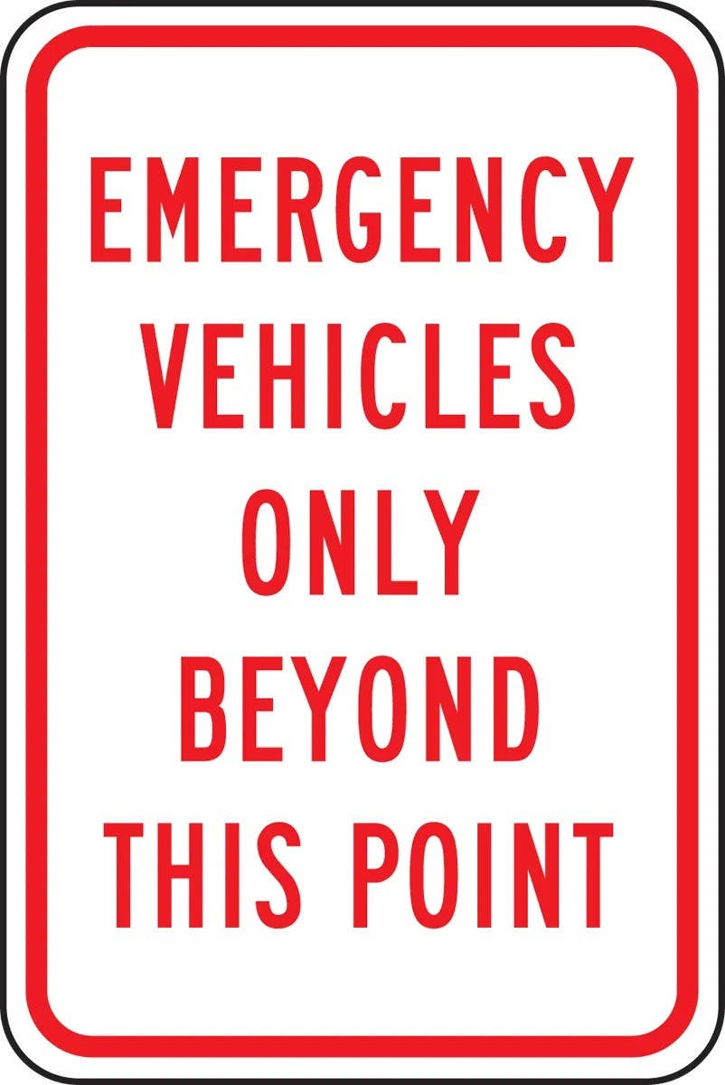 AccuformNMC FRP378RA Emergency Vehicles Only Beyond This Point Sign, Engineer-Grade Prismatic, 18" H  x 12" W