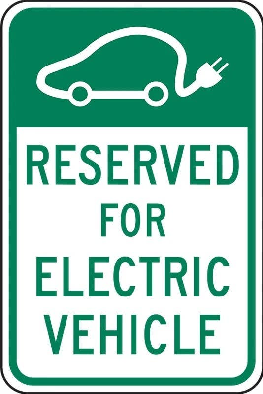 AccuformNMC FRP388RA Traffic Sign, Reserved For Electric Vehicle, Engineer Grade Reflective Aluminum (.080), 18" H  x 12" W