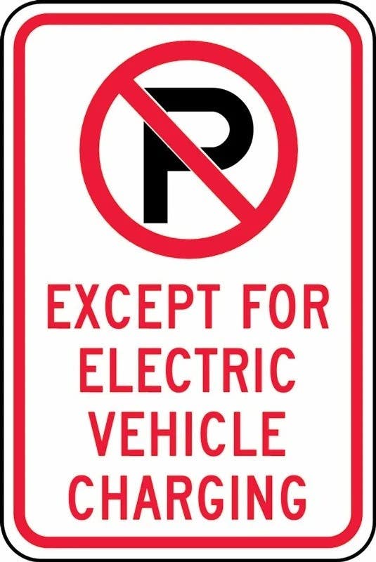 AccuformNMC FRP389RA Traffic Sign, No Parking, Except For Electric Vehicle Charging, 18" H  x 12" W