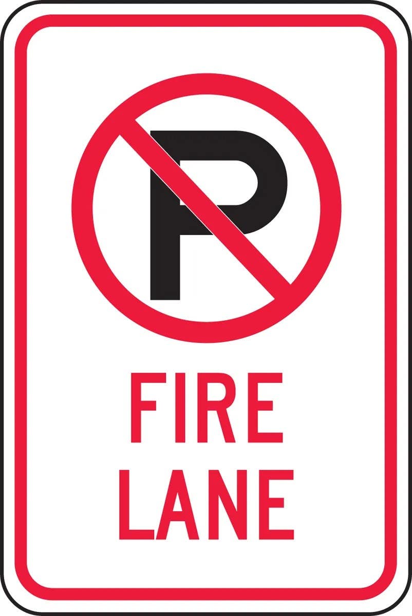 AccuformNMC FRP405RA No Parking Sign, Fire Lane, Engineer Grade Reflective Aluminum (.080), 18" H  x 12" W