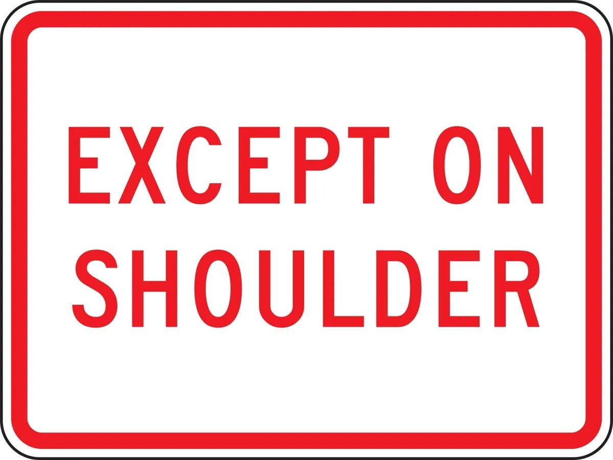 AccuformNMC FRP429RA Parking Restriction Sign, Except On Shoulder, Engineer Grade Reflective Aluminum (.080), 18" H x 24" W
