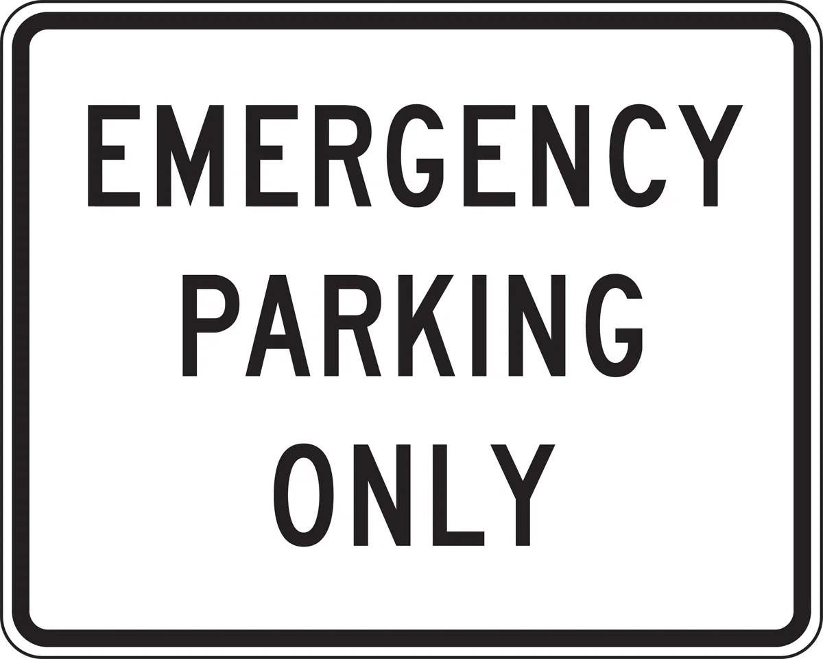 AccuformNMC FRP432 Lane Guidance Sign, Emergency Parking Only, 24" H x 30" W