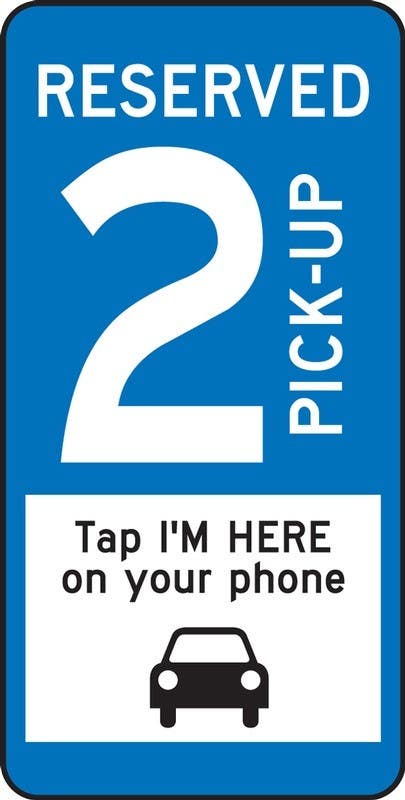 AccuformNMC FRP Traffic Sign, Reserved (1)(2)(3) Pick Up Call Us When You Arrive, Blue Background, 24" H x 12" W