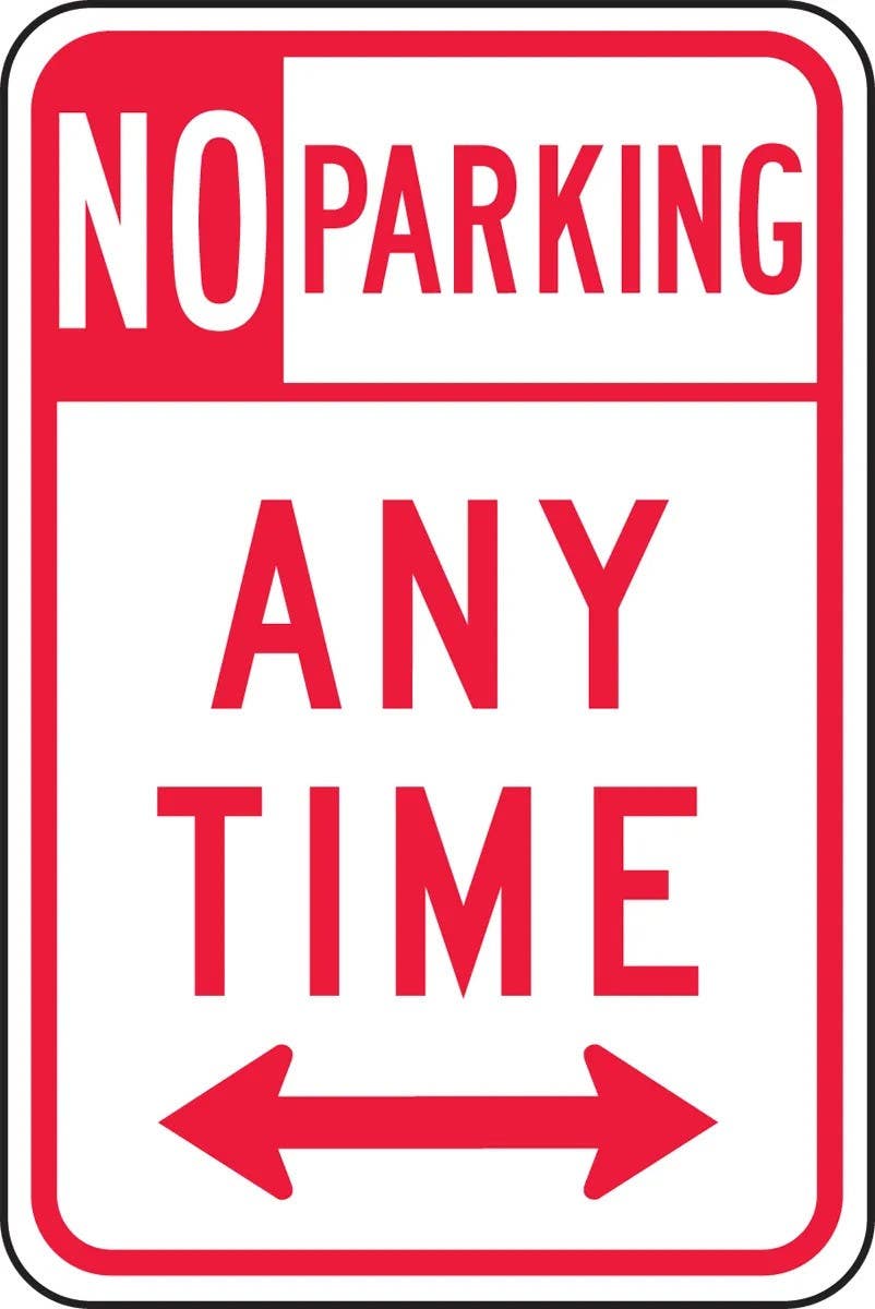 AccuformNMC FRP710RA Parking Sign, No Parking Anytime, Double Arrows, Engineer Grade Reflective Aluminum (.080), 18" H x 12" W
