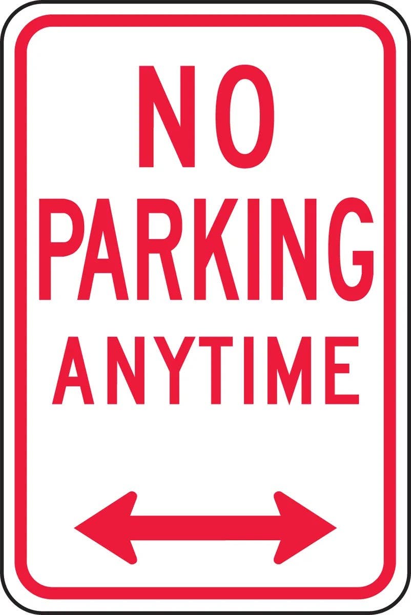 AccuformNMC FRP71 Traffic Sign, No Parking Anytime, Engineer Grade Reflective Aluminum (.080), 18" H x 12" W