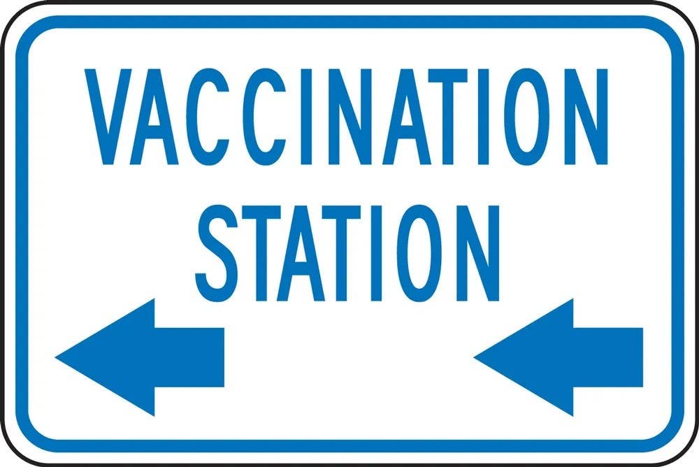 AccuformNMC FRP Traffic Sign, Vaccination Station, Engineer-Grade Prismatic, 12" H x 18" W