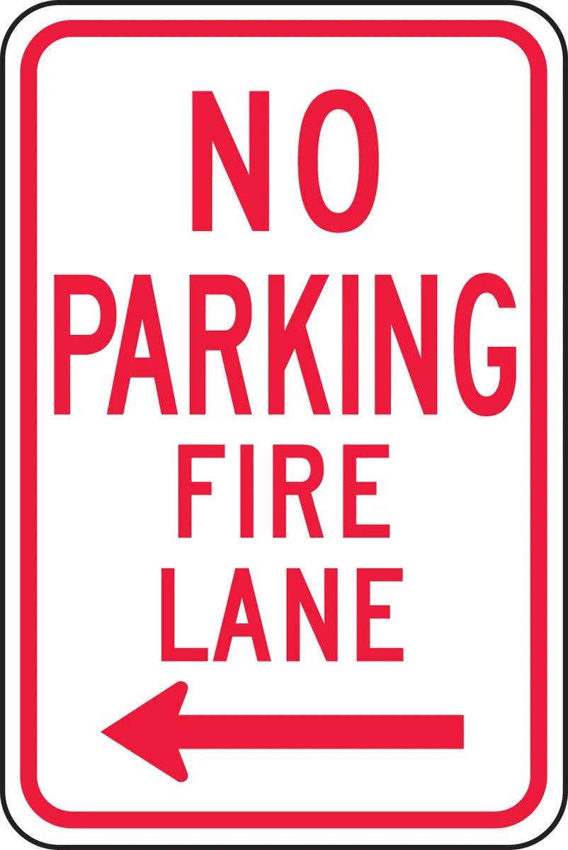AccuformNMC FRP Parking Sign, No Parking, Fire Lane, Engineer Grade Reflective Aluminum (.080), 18" H x 12" W