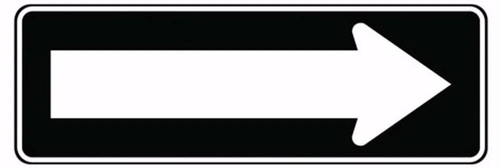 AccuformNMC FRR120 Direction Sign, Arrow (White On Black), 12" H  x 36" W
