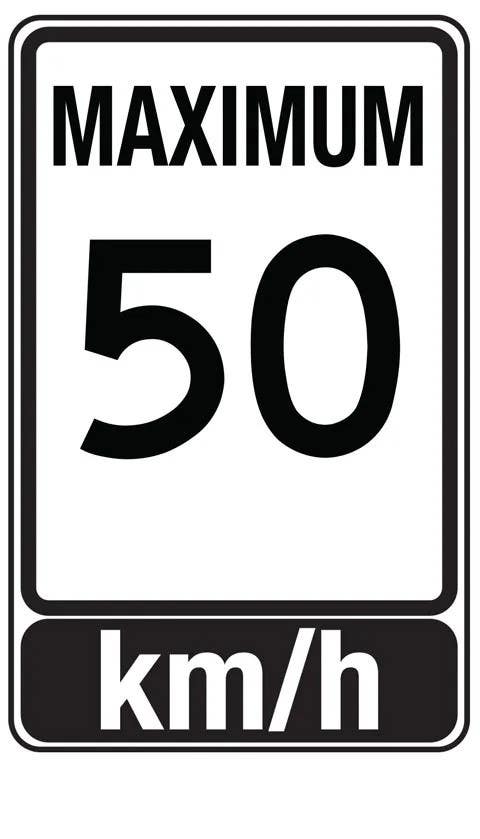 AccuformNMC FRR20850 Speed Sign, Maximum 50 Km/h, 36" H x 24" W
