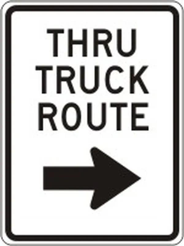 AccuformNMC FRR23 Facility Traffic Sign, Thru Truck Route, 24" H x 18" W