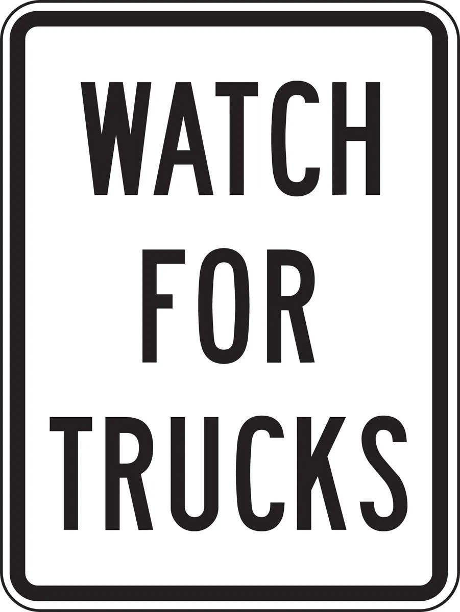 AccuformNMC FRR240 Facility Traffic Sign, Watch For Trucks, 24" H x 18" W