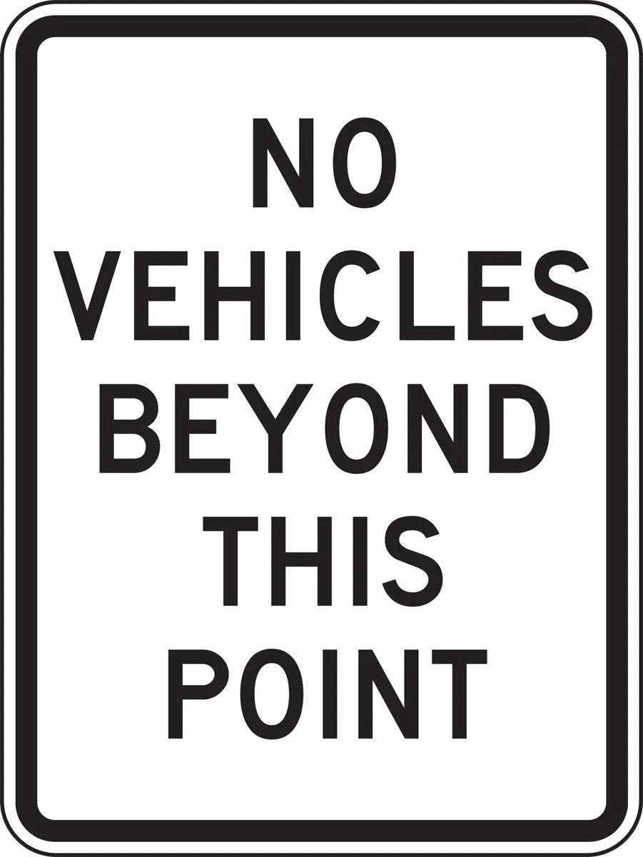 AccuformNMC FRR252 Security Sign, No Vehicles Beyond This Point, 24" H x 18" W