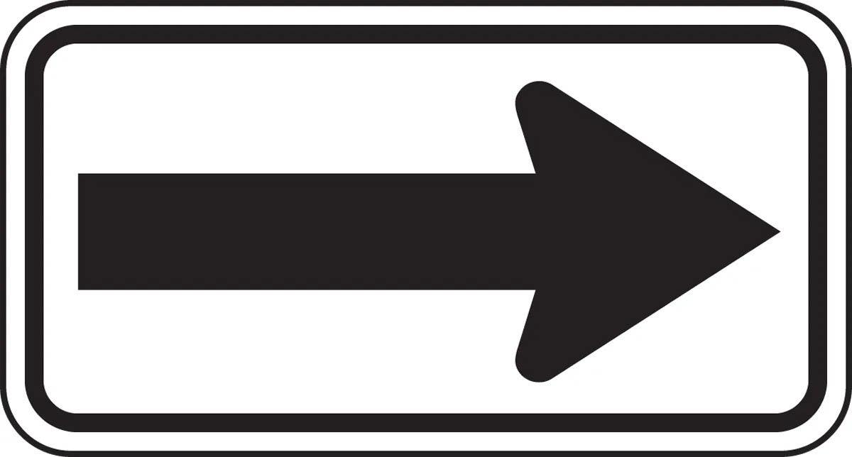 AccuformNMC FRR293 Direction Sign, One-Direction Large Arrow, White, 8" H x 15" W