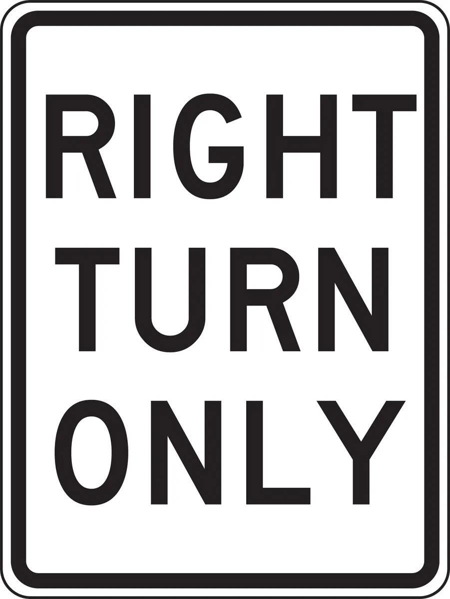 AccuformNMC FRR299 Traffic Sign, Right Turn Only, 24" H x 18" W