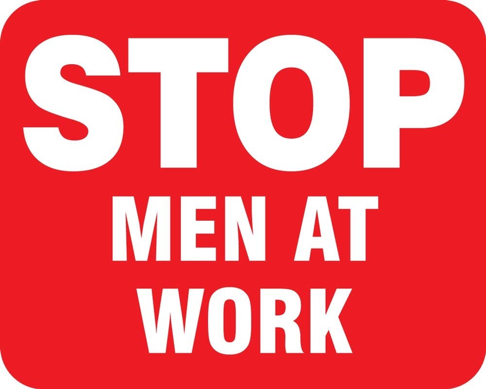 AccuformNMC FRR36 Railroad Clamp Sign, Stop, Men At Work, 12" H x 15" W