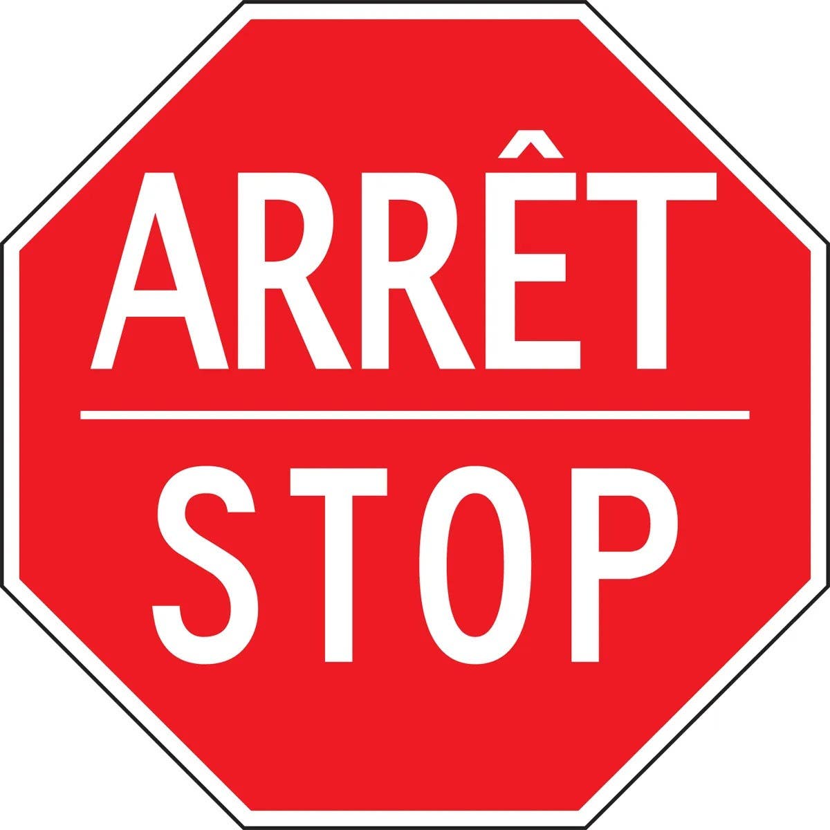 AccuformNMC FRR384 Stop Sign, Bilingual, French/English, 24" x 24"