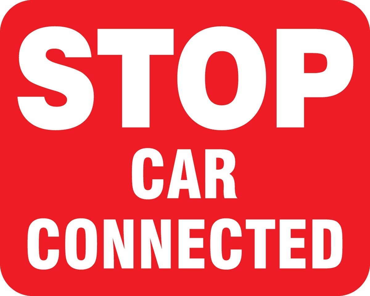 AccuformNMC FRR39 Railroad Clamp Sign, Stop Car Connected, 12" H x 15" W