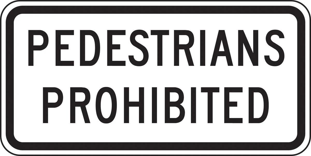 AccuformNMC FRR450 Bicycle & Pedestrian Sign, Pedestrians Prohibited, 12" H x 24" W