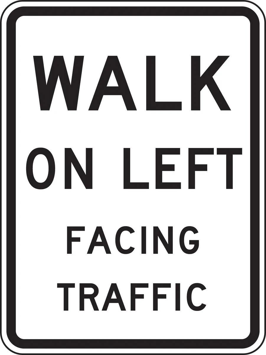 AccuformNMC FRR457 Bicycle & Pedestrian Sign, Walk On Left Facing Traffic, 24" H x 18" W