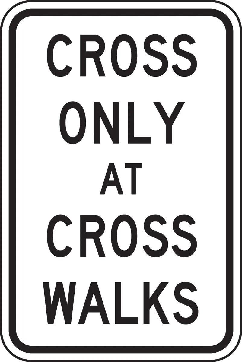 AccuformNMC FRR458 Bicycle & Pedestrian Sign, Cross Only At Cross Walks, 18" H x 12" W