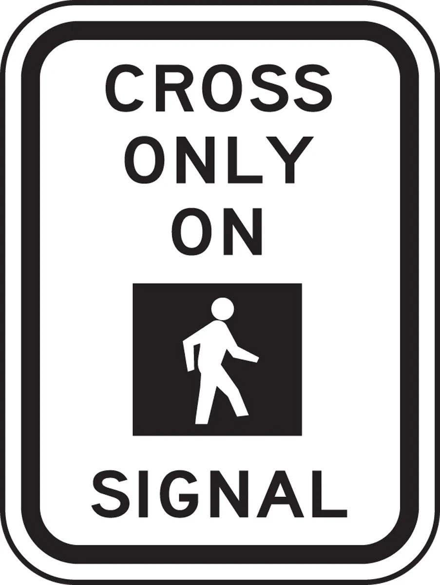 AccuformNMC FRR462 Bicycle & Pedestrian Sign, Cross Only On (Walk Indication) Signal, 12" H x 9" W