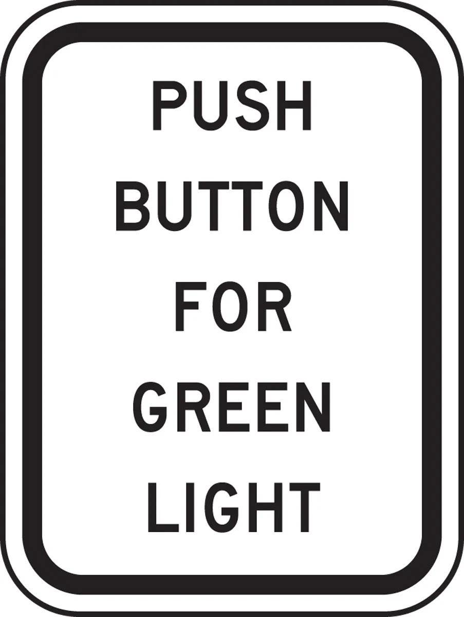 AccuformNMC FRR463 Bicycle & Pedestrian Sign, Push Button For Green Light, 12" H x 9" W