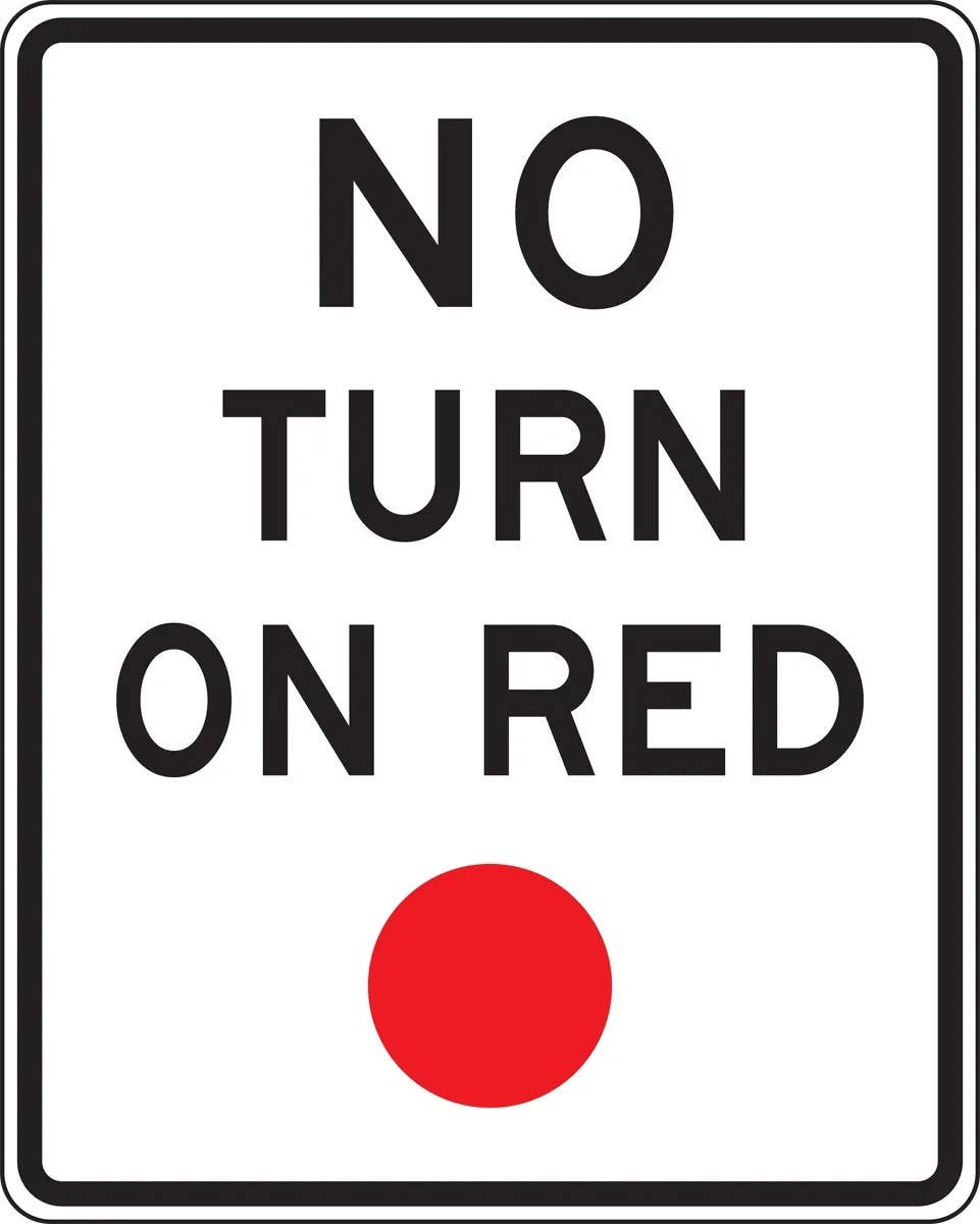AccuformNMC FRR474 Intersection Sign, No Turn On Red, 30" H x 24" W