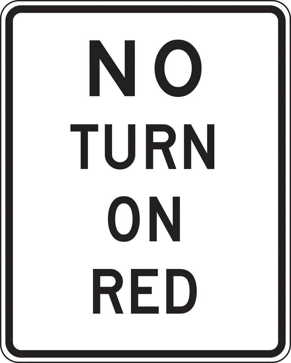 AccuformNMC FRR475 Intersection Sign, No Turn On Red (4 Line), 30" H x 24" W