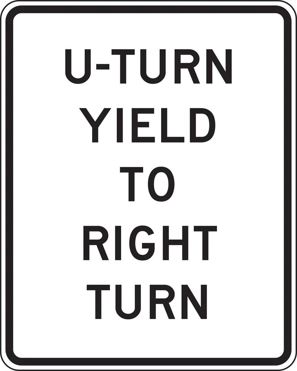 AccuformNMC FRR479 Intersection Sign, U-Turn Yield To Right Turn, 36" H x 30" W