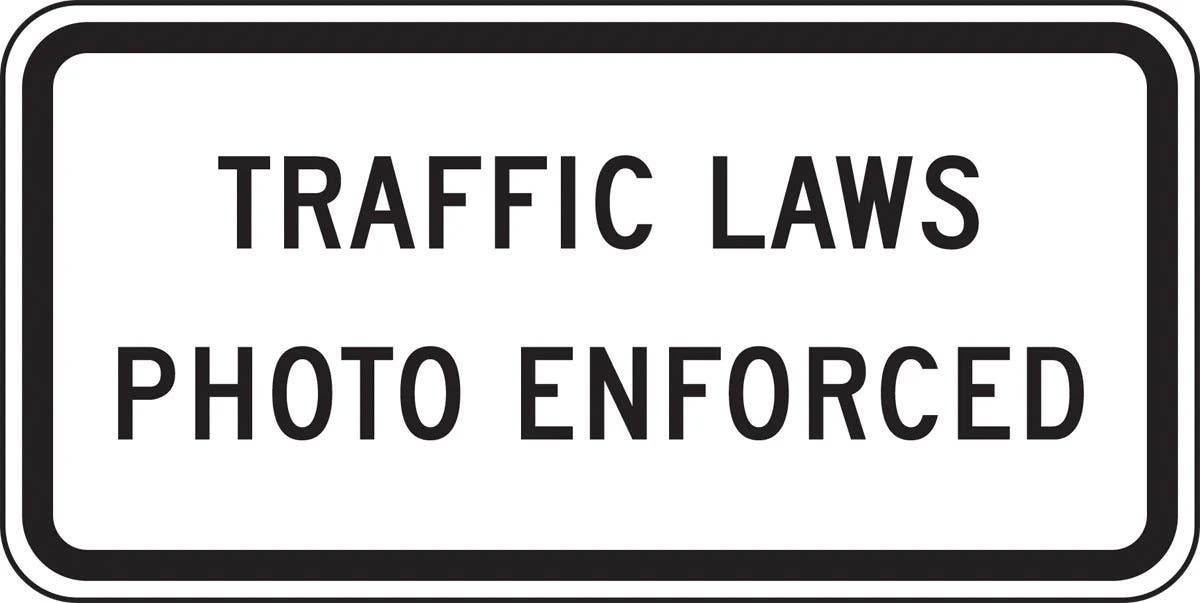 AccuformNMC FRR481 Intersection Sign, Traffic Laws Photo Enforced, 12" H x 24" W