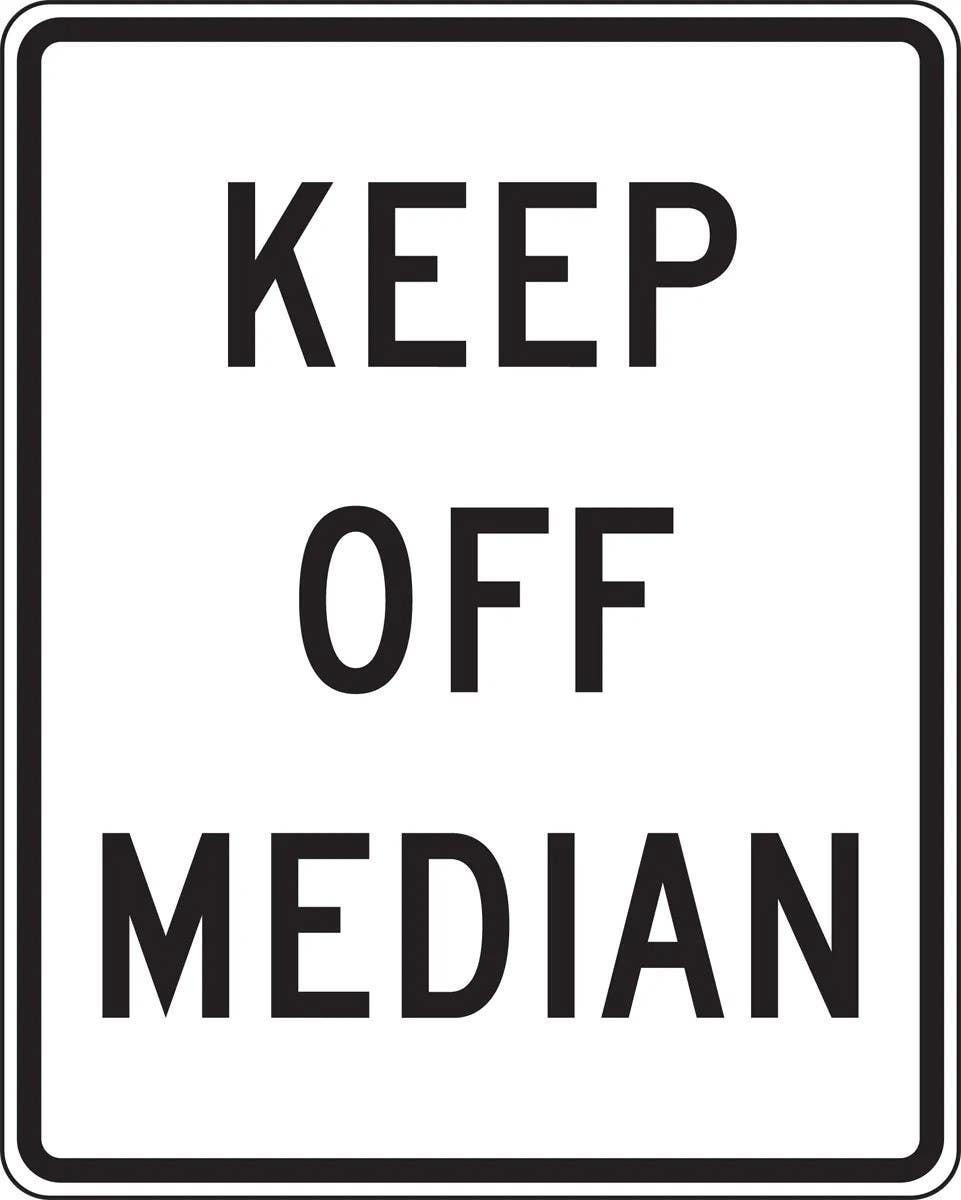 AccuformNMC FRR492 Lane Guidance Sign, Keep Off Median, 30" H x 24" W