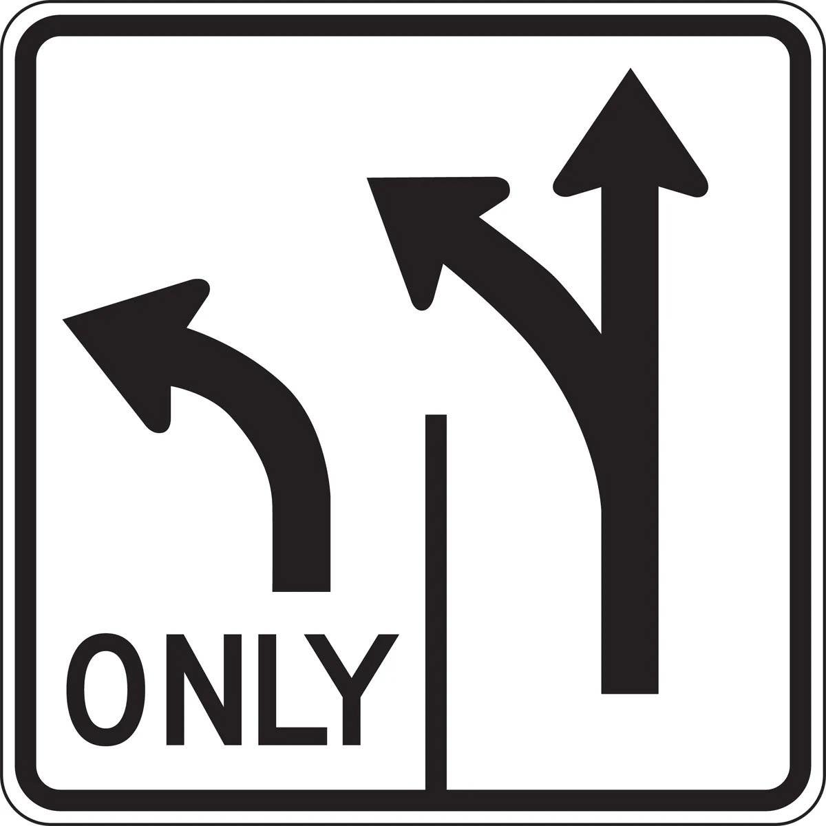 AccuformNMC FRR657 Lane Guidance Sign, Advance Intersection Lane Control (2 Lane Left Turn Only - Right Lane Optional)