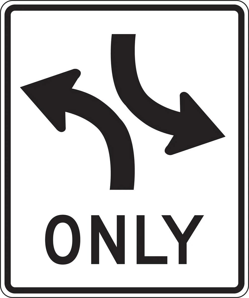 AccuformNMC FRR660 Lane Guidance Sign, Two-Way Left Turn Only, 36" H x 30" W