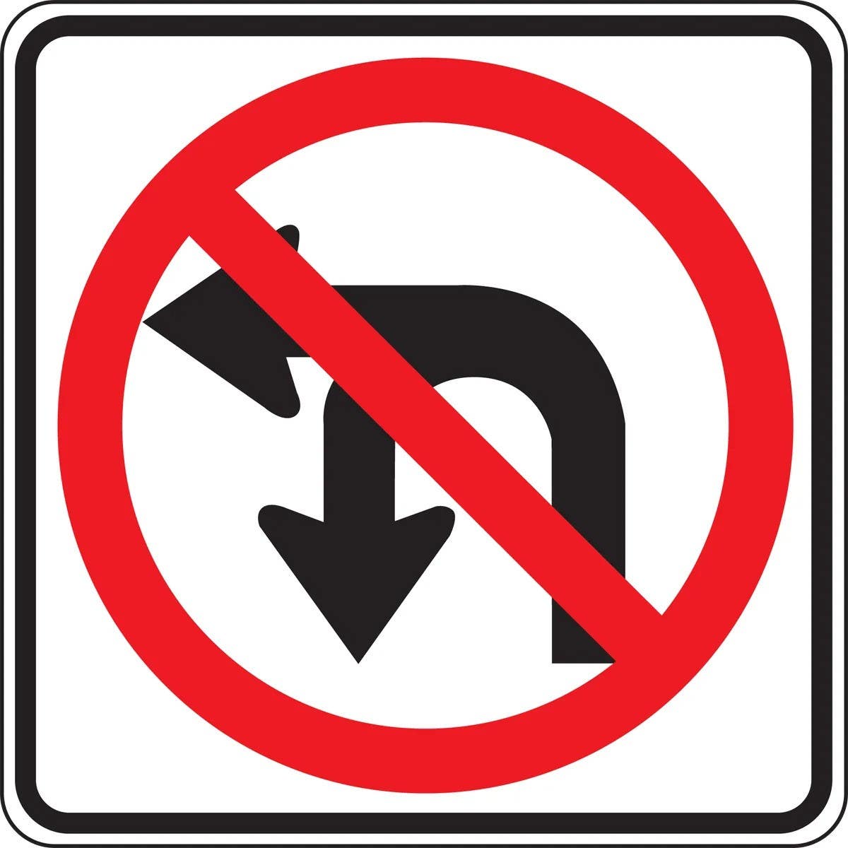 AccuformNMC FRR682 Lane Guidance Sign, No U-Turn/No Left Turn, 24" x 24"