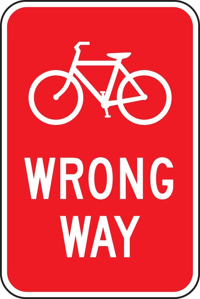 AccuformNMC FRR685 Bicycle & Pedestrian Sign, Bicycle Wrong Way, 18" H x 12" W