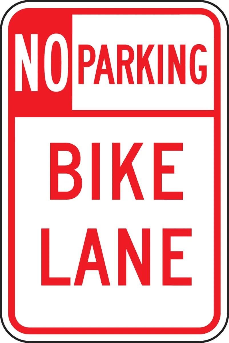 AccuformNMC FRR694RA No Parking Traffic Sign, Bike Lane, Engineer Grade Reflective Aluminum (.080), 18" H x 12" W