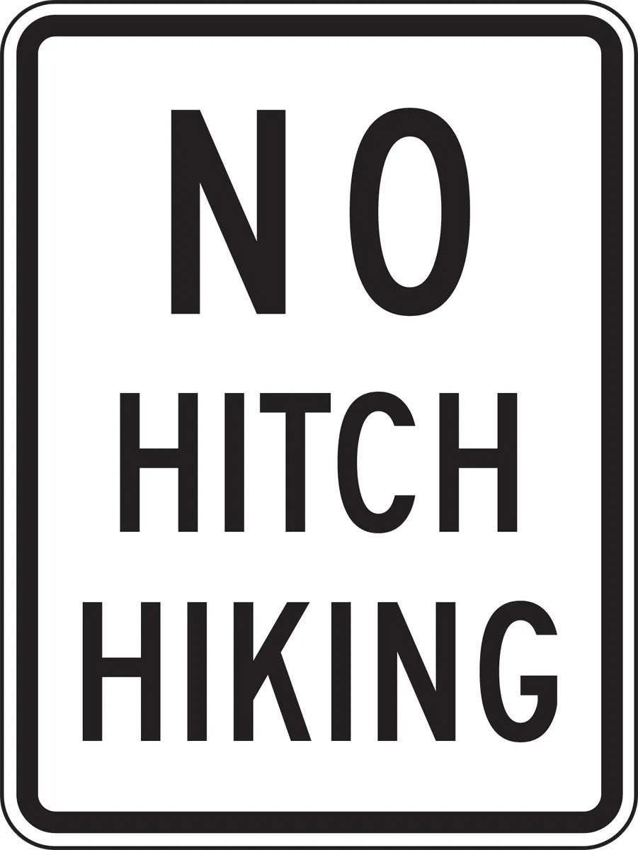 AccuformNMC FRR706 Bicycle & Pedestrian Sign, No Hitchhiking, 24" H x 18" W