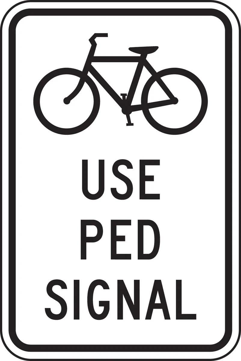 AccuformNMC FRR708 Bicycle & Pedestrian Sign, Use Ped Signal, 18" H x 12" W