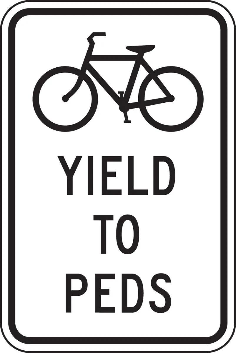 AccuformNMC FRR709 Bicycle & Pedestrian Sign, Yield To Peds, 18" H x 12" W