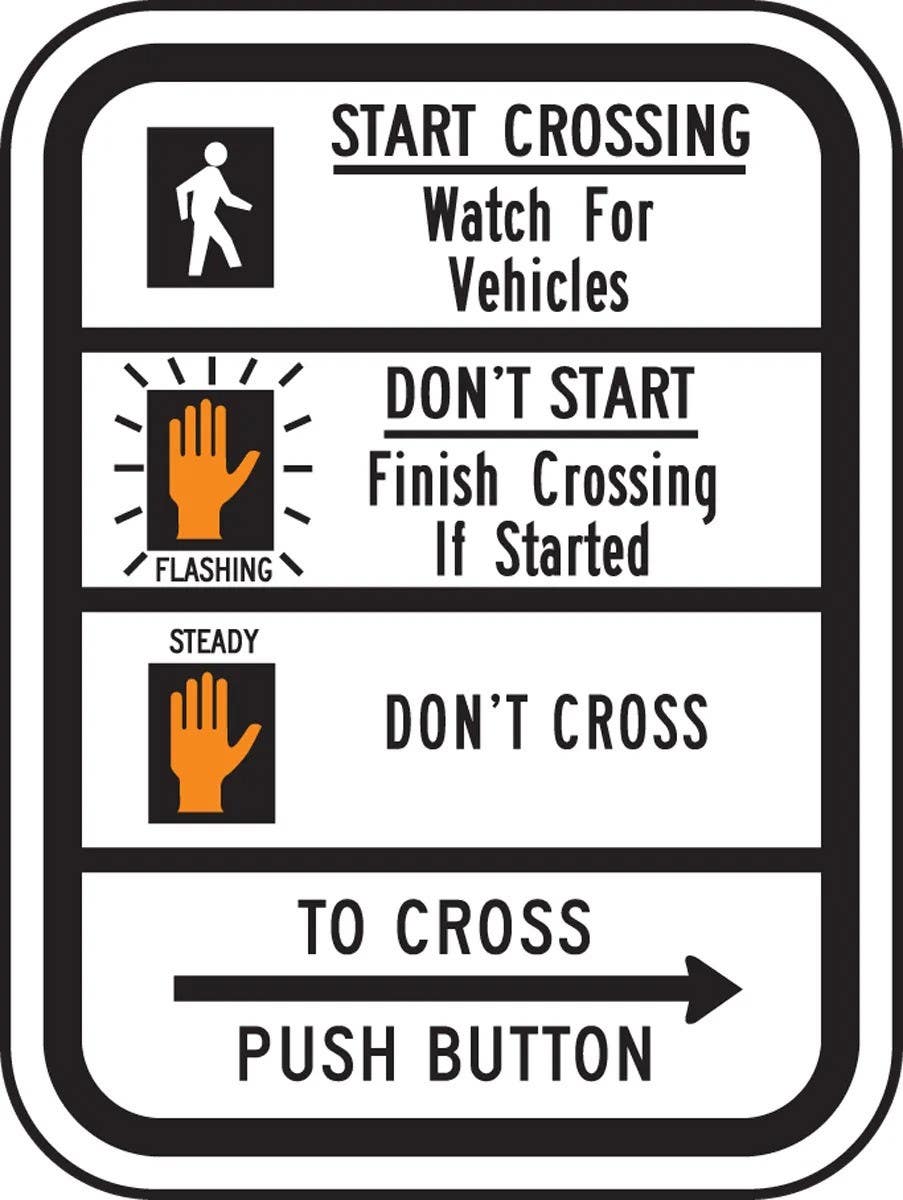 AccuformNMC FRR717 Bicycle & Pedestrian Sign, Educational Actuation (Symbols), 12" H x 9" W