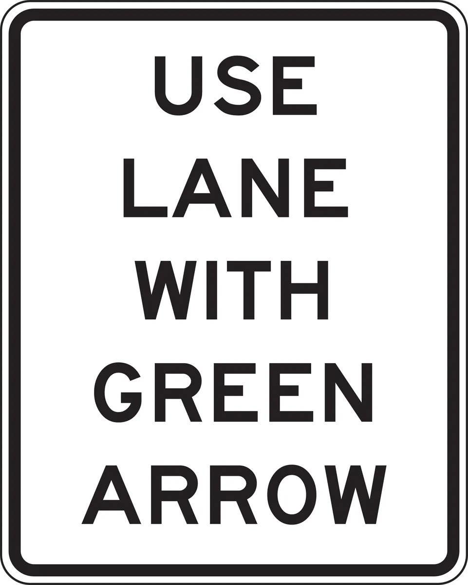 AccuformNMC FRR722 Intersection Sign, Use Lane With Green Arrow, 30" H x 24" W