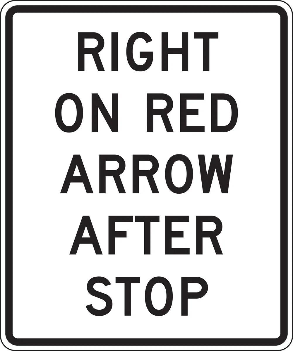 AccuformNMC FRR724 Intersection Sign, Right On Red Arrow After Stop, 36" H x 30" W