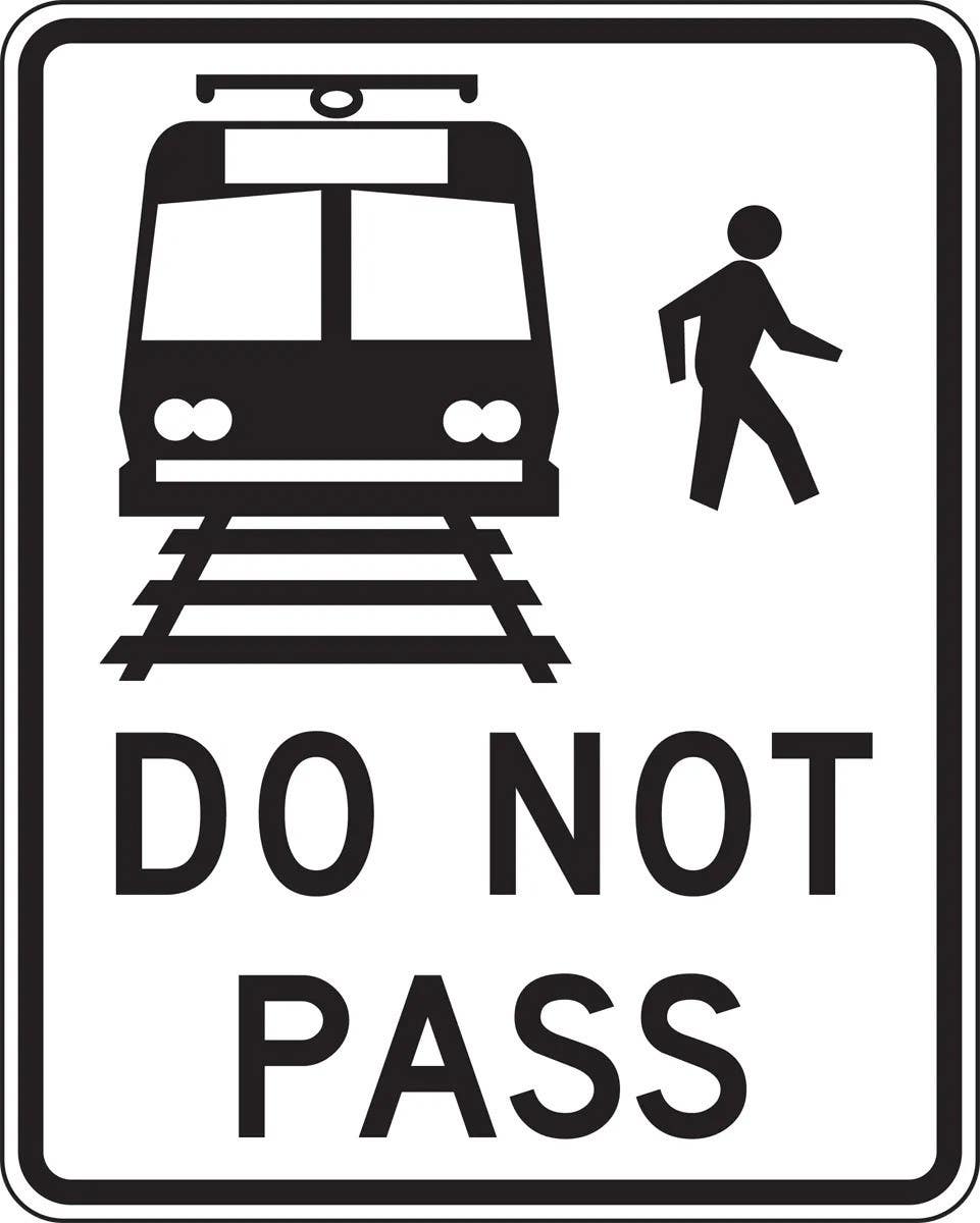 AccuformNMC FRR741 Rail Sign, Do Not Pass, 30" H x 24" W