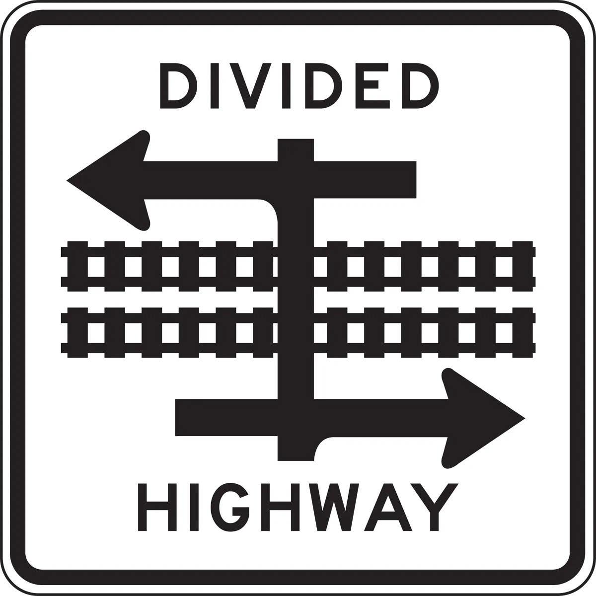 AccuformNMC FRR745 Rail Sign, Divided Highway With Light Rail Transit Crossing, 24" x 24"