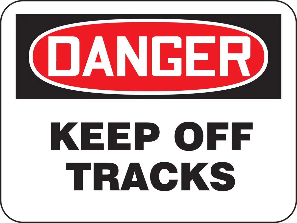 AccuformNMC FRR771 OSHA Danger Safety Sign, Keep Off Tracks, 18" H x 24" W