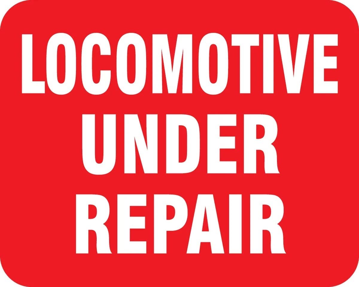 AccuformNMC FRR96 Railroad Clamp Sign, Locomotive Under Repair, 12" H x 15" W