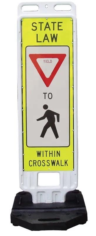 AccuformNMC FRT In-Street Pedestrian Crossing Sign, State Law, Yield Within Crosswalk, 50-1/2" H x 14" W