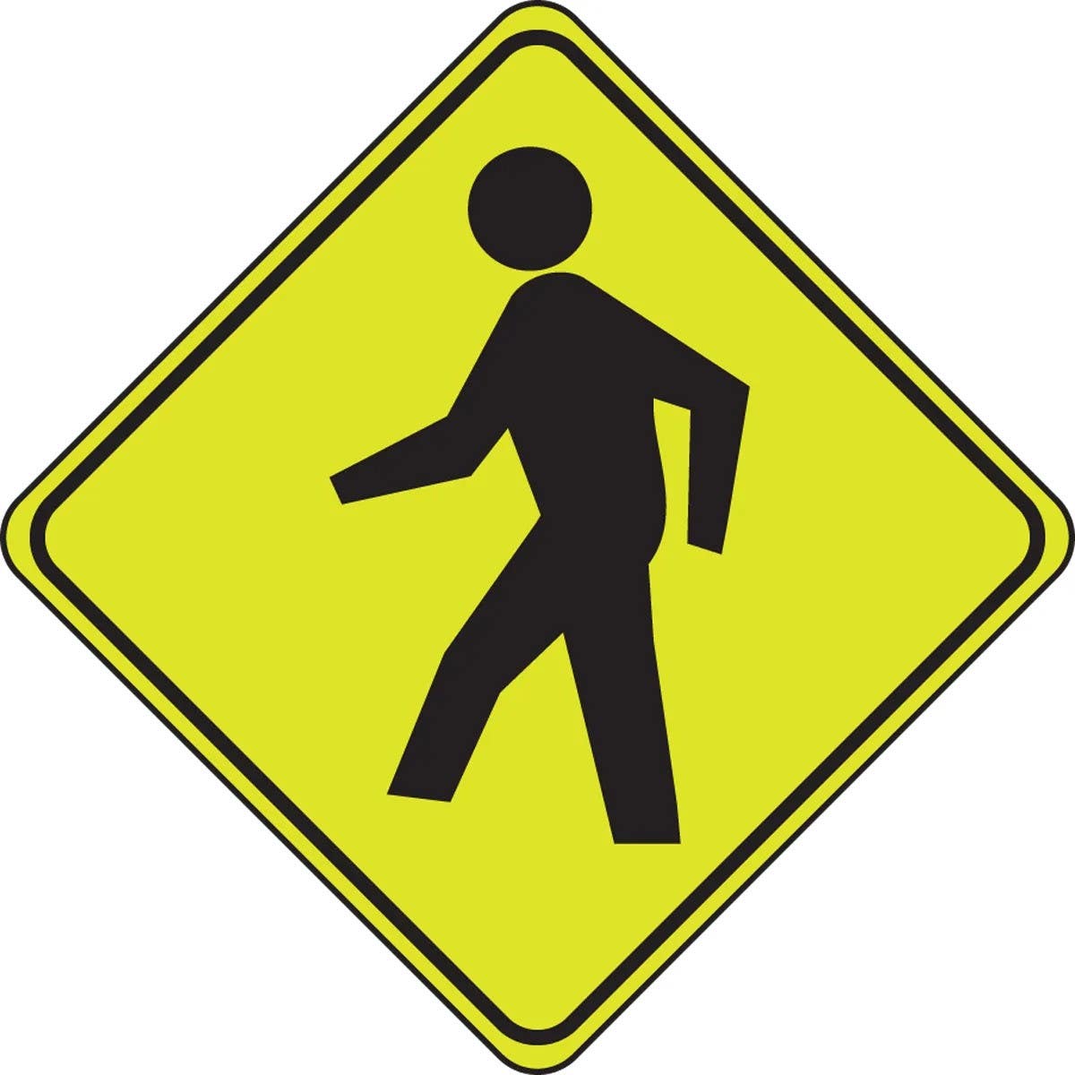 AccuformNMC FRW204 Fluorescent Yellow-Green Sign, Pedestrian Crossing, 30" x 30"